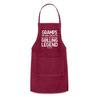 Gramps the Man the Myth the Grilling Legend Adjustable Apron - burgundy