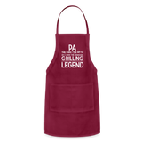 Pa the Man the Myth the Grilling Legend Adjustable Apron - burgundy