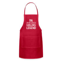 Pa the Man the Myth the Grilling Legend Adjustable Apron - red
