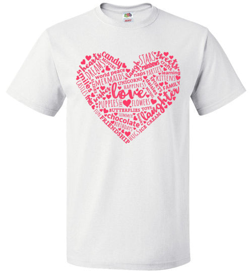 Heart Word Art Valentine's Day Shirt for Girls