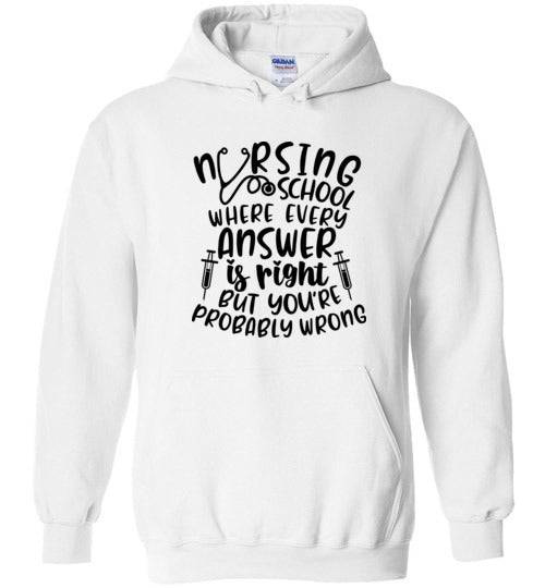 Nursing School Where Every Answer Is Right But You're Probably Wrong Hoodie