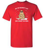 On the Naughty List and I Regret Nothing Cat Christmas Shirt for Men