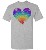 Rainbow Heart Gay Pride LGBTQ Distressed Vintage Style T-Shirt
