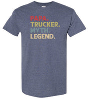Papa Trucker Myth Legend Shirt Gift for Truck Driver Dad Grandpa