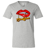 Libra Queen Lips and Chain V-Neck Shirt for Women