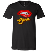 Libra Lips and Chain V-Neck Shirt for Women