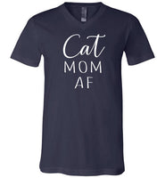 Cat Mom Af Funny V-Neck Cat Lover Shirt for Women