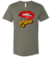 Libra Lips and Chain V-Neck Shirt for Women