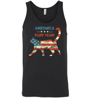 Ameowica Fluff Yeah! Funny Patriotic Cat 4th of July Tank Top for Men
