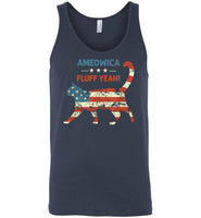 Ameowica Fluff Yeah! Funny Patriotic Cat 4th of July Tank Top for Men