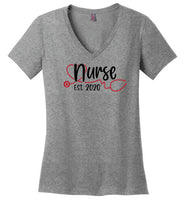 Nurse Est 2020 V-Neck T-Shirt - Nursing School Student Graduation Shirt | Class Of 2020 Grad