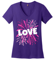 Valentines Day Love T Shirt for Women with Pink Fireworks