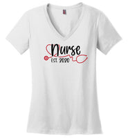 Nurse Est 2020 V-Neck T-Shirt - Nursing School Student Graduation Shirt | Class Of 2020 Grad