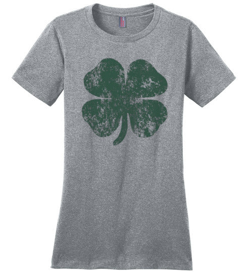 Distressed Shamrock St Patricks Day T-Shirt for Women and Teen Girls