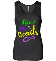Mardi Gras V-Neck Tank Top for Women and Teen Girls Throw Me the Beads
