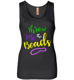 Mardi Gras V-Neck Tank Top for Women and Teen Girls Throw Me the Beads