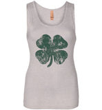 Distressed Shamrock St Patricks Day Tank Top for Women and Teen Girls