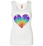 Rainbow Heart Gay Pride LGBTQ Distressed Vintage Style Tank Top for Women