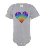 Rainbow Heart Gay Pride LGBTQ Distressed Vintage Style Bodysuit for Babies