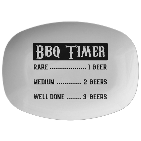 Funny BBQ Timer Grilling Platter Gift for Men Dad Grandpa | Barbecue Serving Tray Birthday Fathers Day Gift for