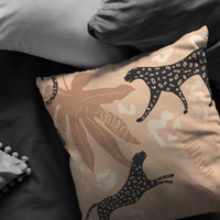 Modern Cheetah Throw Pillow | Black Brown Beige Tropcial Jungle Animal Print Earth Tone Neutral Home Decor