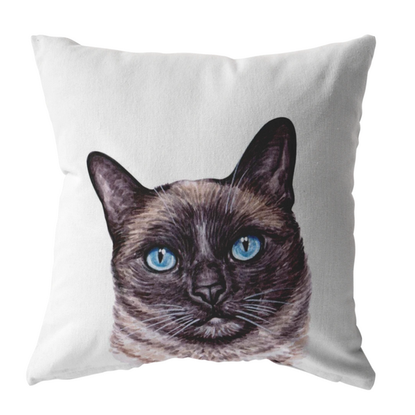 Siamese Cat Throw Pillow | Gift for Cat Lover Mothers Day Idea for Cat Mom Grandma | Siamese Cat Decor