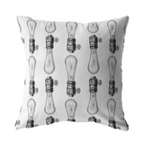 Antique Light Bulbs Stuffed Pillow or Zip Cover | Black and White Victorian Steampunk Steam Punk Vintage Antique Decor