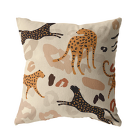 Modern Cheetah Throw Pillow | Black Brown Beige Tropical Jungle Wild Animal Print Earth Tone Neutral Home Decor