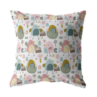 Easter Chicks Throw Pillow Cover | Pastel Pink Blue Green White Pattern | Spring Home Decor