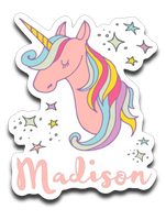 Madison Personalized Unicorn Name Vinyl Decal Sticker