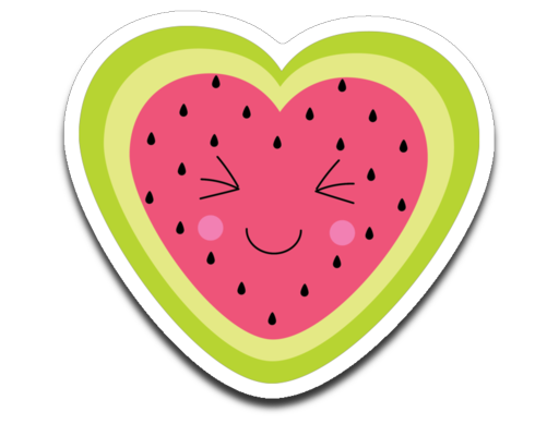 Kawaii Watermelon Heart Vinyl Decal Sticker