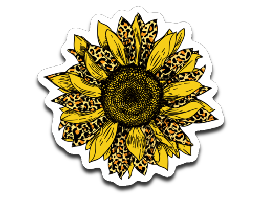 Leopard Print Sunflower Vinyl Decal Sticker