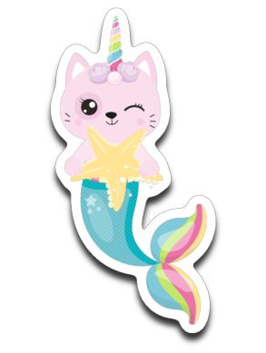 Mermaid Cat  Unicorn Caticorn Unicat Vinyl Decal Sticker