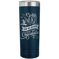 This Witch Can Be Bribed with Chocolate 22oz Skinny Tumbler Laser Engraved Halloween Gift