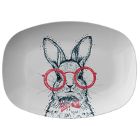 Hipster Rabbit Wearing Red Glasses Serving Platter | Easter Tray