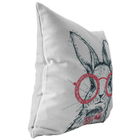 Easter Bunny with Red Glasses and Bow Tie Throw Pillow or Zip Pillow Cover | Spring Farmhouse Decor
