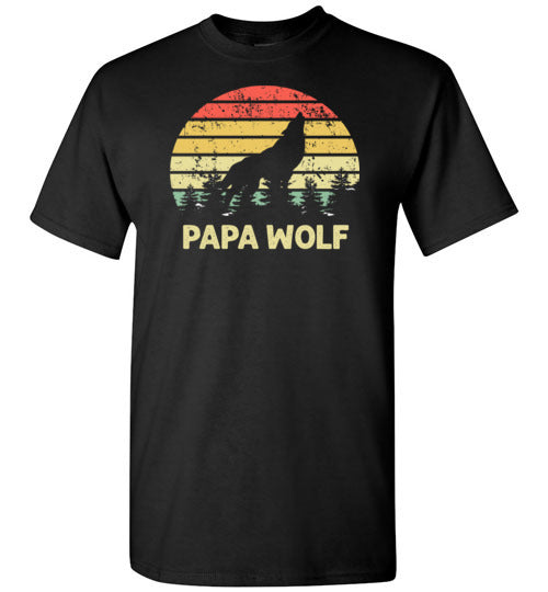 Papa Wolf Shirt for Men Dad Grandpa