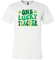 One Lucky Teacher Retro St. Patrick's Day Shirt