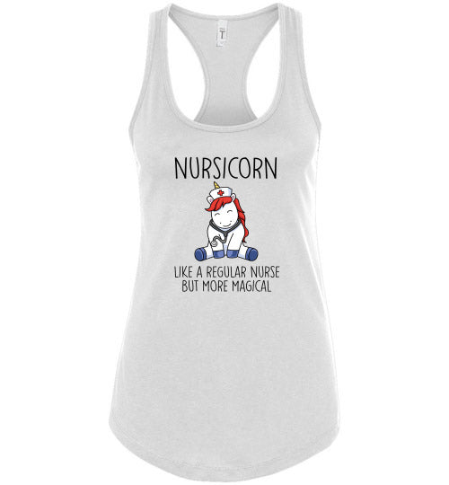 Nursicorn Like a Regular Nurse Only More Magical Raceback Tank Top