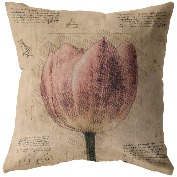 Vintage Tulip Pillow or Pillow Cover with Insert | Renaissance Art | Victorian Steampunk Style