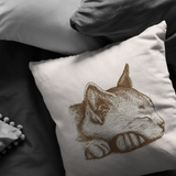 Sleeping Cat Pillow Cover | Brown Beige Earth Tone