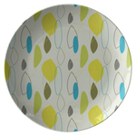 Mid Century Modern Plates | Teal Blue Green Yellow Geometric Pattern