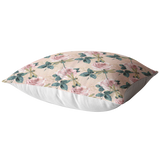 Dragonflies and Roses Pink Green Pillow or Pillow Cover | Spring Home Decor | Easter Decorations