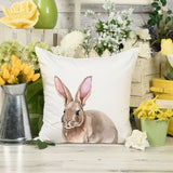 Bunny Rabbit Throw Pillow or Cover | Farmhouse Easter Decor Spring Decorations Watercolor Brown White