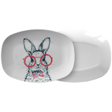 Hipster Rabbit Wearing Red Glasses Serving Platter | Easter Tray