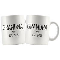 Grandpa and Grandpa Est 2021 Matching Mug Set | New Grandma Grandpa Gift | Pregnancy Announcement