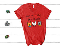 Purrrrfectly Sane Cat Lady V-Neck Shirt for Women