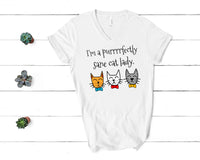 Purrrrfectly Sane Cat Lady V-Neck Shirt for Women