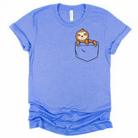 Cute Sloth in a Pocket Shirt for Women and Teen Girls