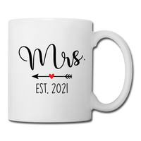 Mrs Est 2021 Ceramic Mug for Her - Newlywed Gift for Women - white